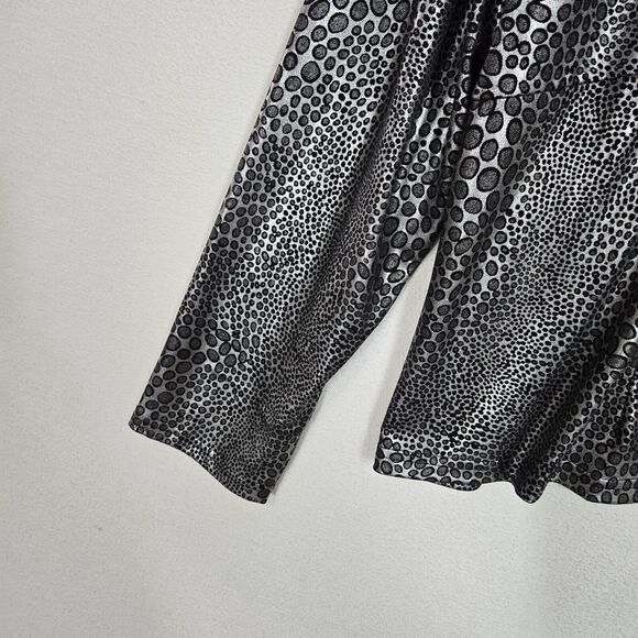 Artex Fashions Jacket Sz 2X Black Silver Metallic Animal Print Slinky Zip Up - Picture 5 of 14